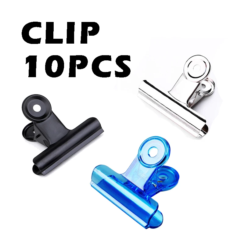 10p Clip Black Silver Metal Transparent Stationery Office Supplies Household Paper Clip Fixed Small Book Clip Sketch Board Clip