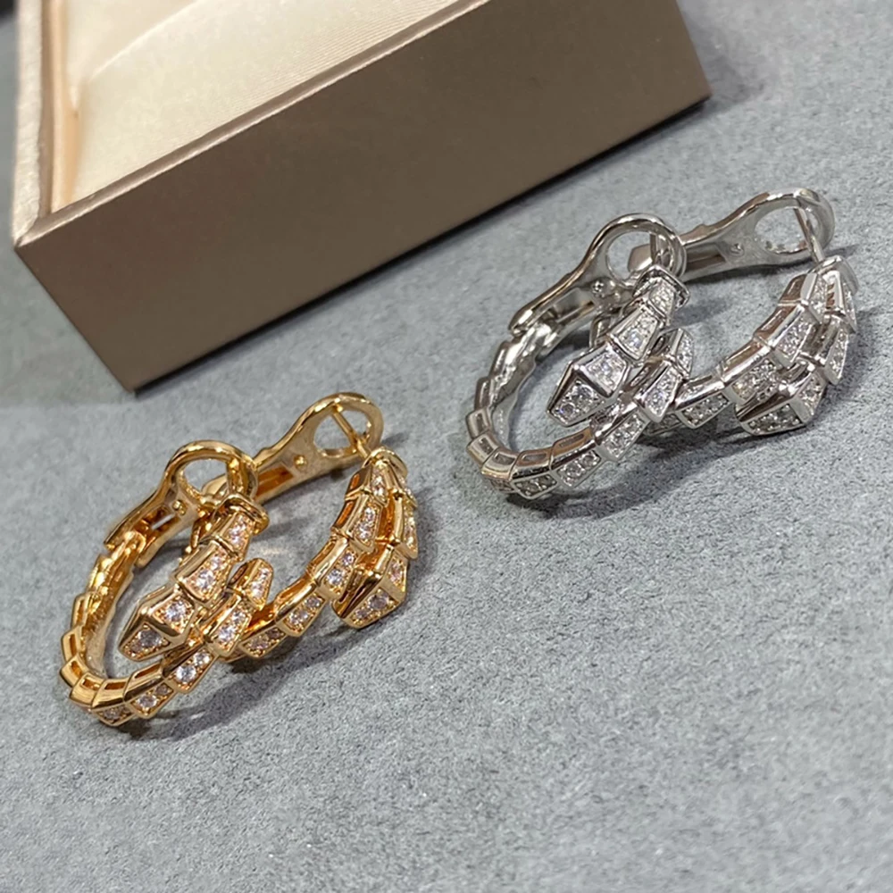 

Женские серьги-Клипсы из серебра 925 пробы, со змеиным принтом