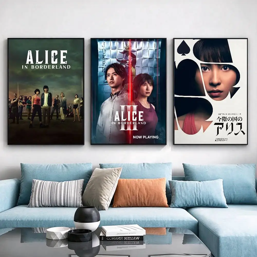 Hot TV Alice In Borderland Poster Waterproof Wall Art Sticker For Bar Living Room Vintage Decor High Quality Print
