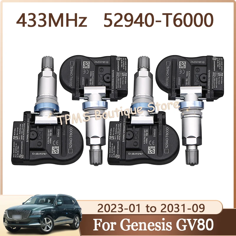 4 Stück 433MHz 52940T6000 52940-T6000 TPMS-Sensor für Genesis GV80 2023-2031 Auto-Radreifen-Drucküberwachungssystem Ersatz