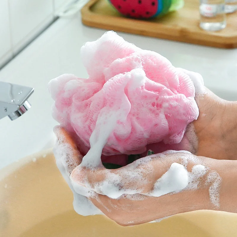 Bath Flower Ball Cartoon Fruit Shape Adult Kids Bath Ball Scrub Exfoliator Back Rub Skin Clean Bathing Tools