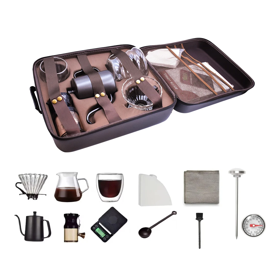 High Quality Custom EVA Case  Travel Bag Set Coffee Set Outdoor Camping Coffee Maker Kit Travel