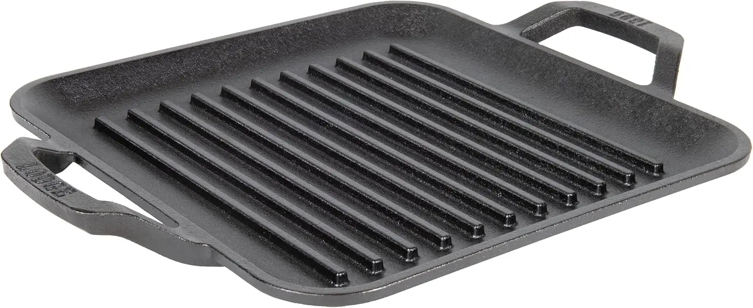 

11" Cast Iron Square Grill Pan - Chef Collection - Pre-Seasoned Cast Iron Pan - Versatile Cooking - Indoor & Outdoor Use