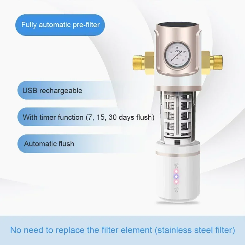 House Automatic Backwash Pre-filtration 1/2,3/4 inch Stainless Steel Mesh Water Purifier Tap Water Filter With Timing Function