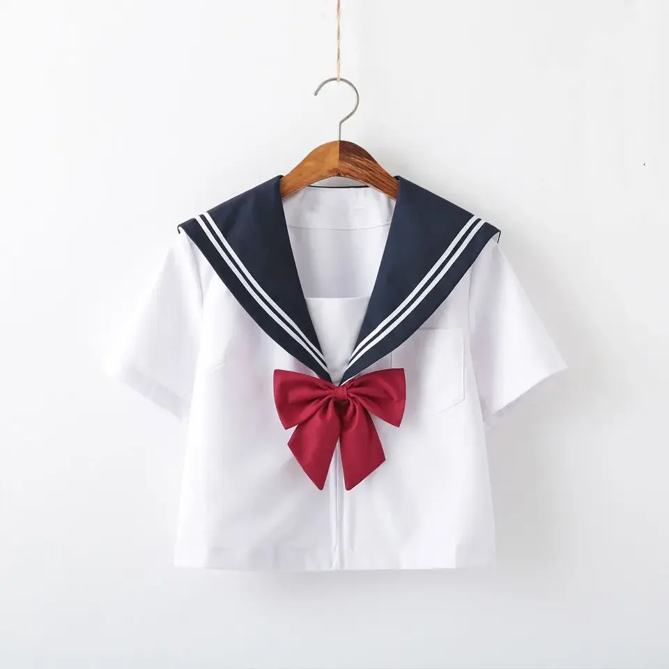 Uniforme escolar japonés JK para niña y mujer, conjunto de uniforme de marinero de color negro, básico de dibujos animados, azul marino