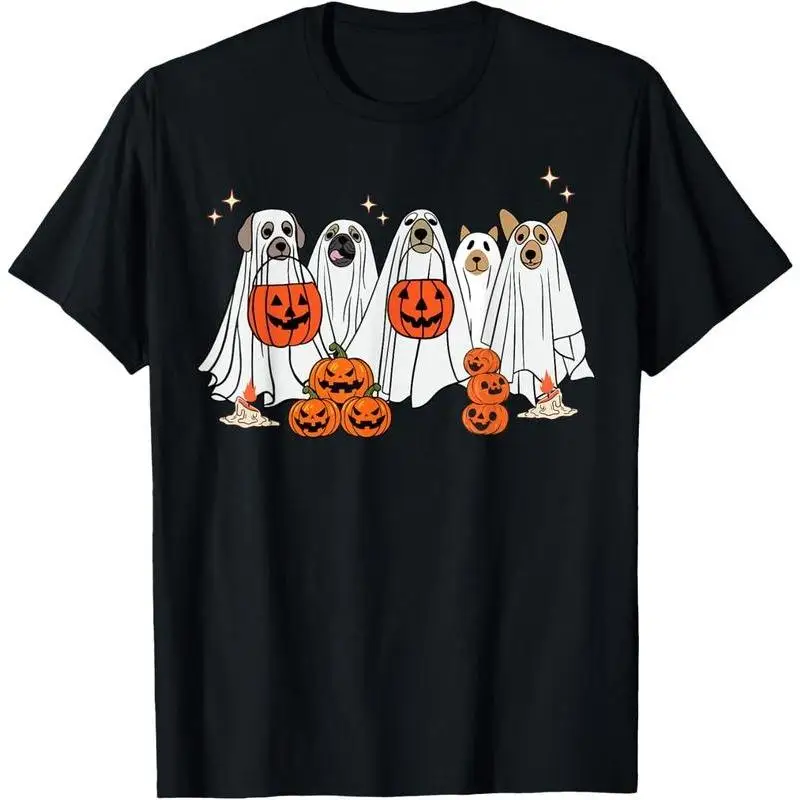 

Funny Halloween Dog Ghost Shirt 2025 Cute Pumpkin Costume T-Shirt for Pet Lovers Trick or Treat Fall Party Gift Tee