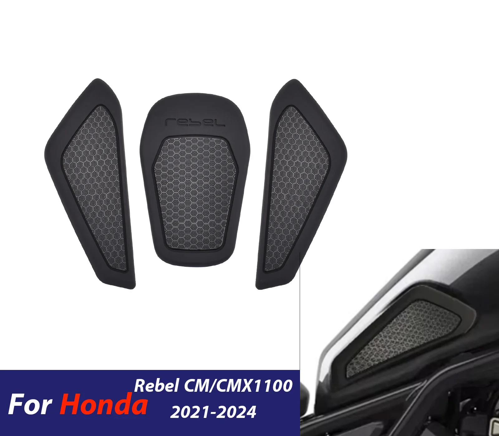 

Motorcycle Fuel Tank Pads Sticker Side Gas Knee Grip Protector Traction Decals For Honda Rebel CMCMX 1100 2021-2024 Accessories