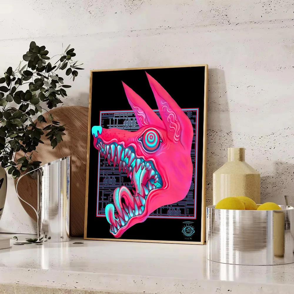 Vaporwave قماش الفن Cyberpunk مستقبلية جدار ديكور مخدر النيون توهج الجمالية غرفة ديكور الخيال العلمي مجردة اللوحة هدية