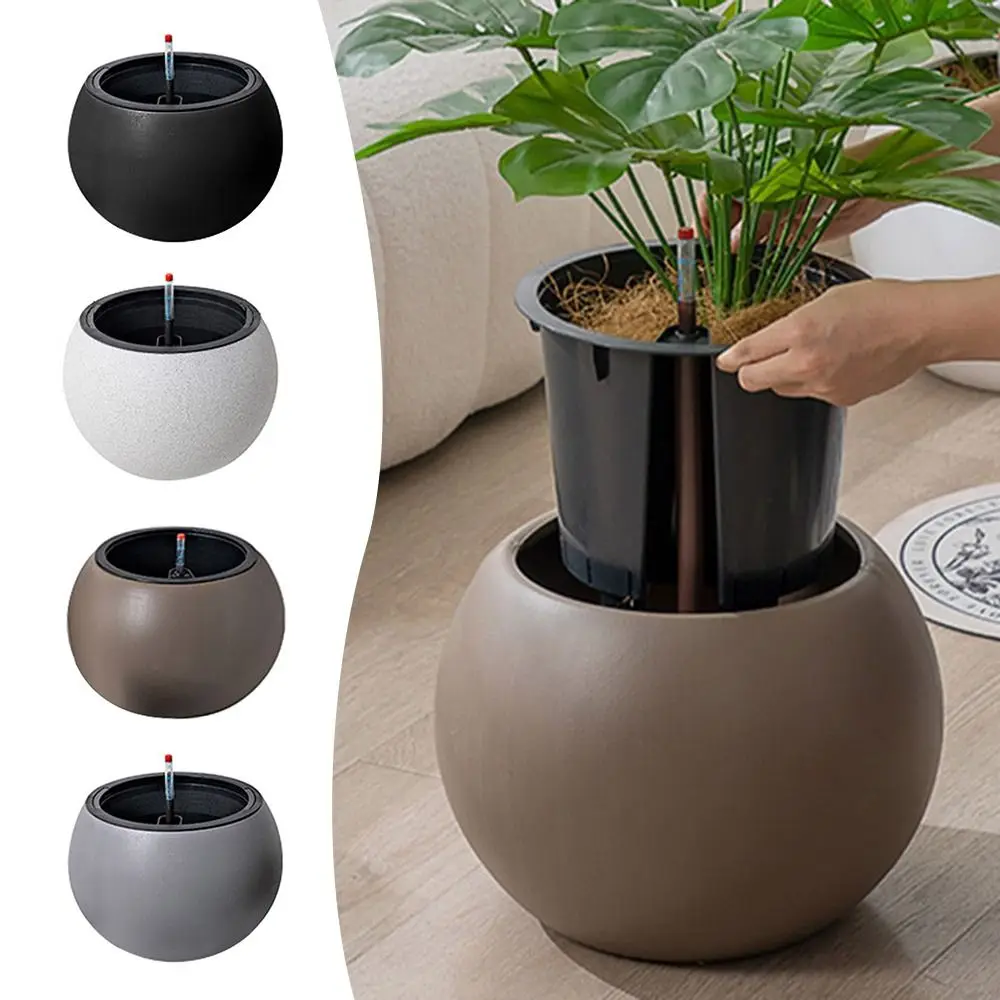 Lazy Automatic Watering Flower Pot Plastic Transparent Hydroponic Planter Including Liner Spherical