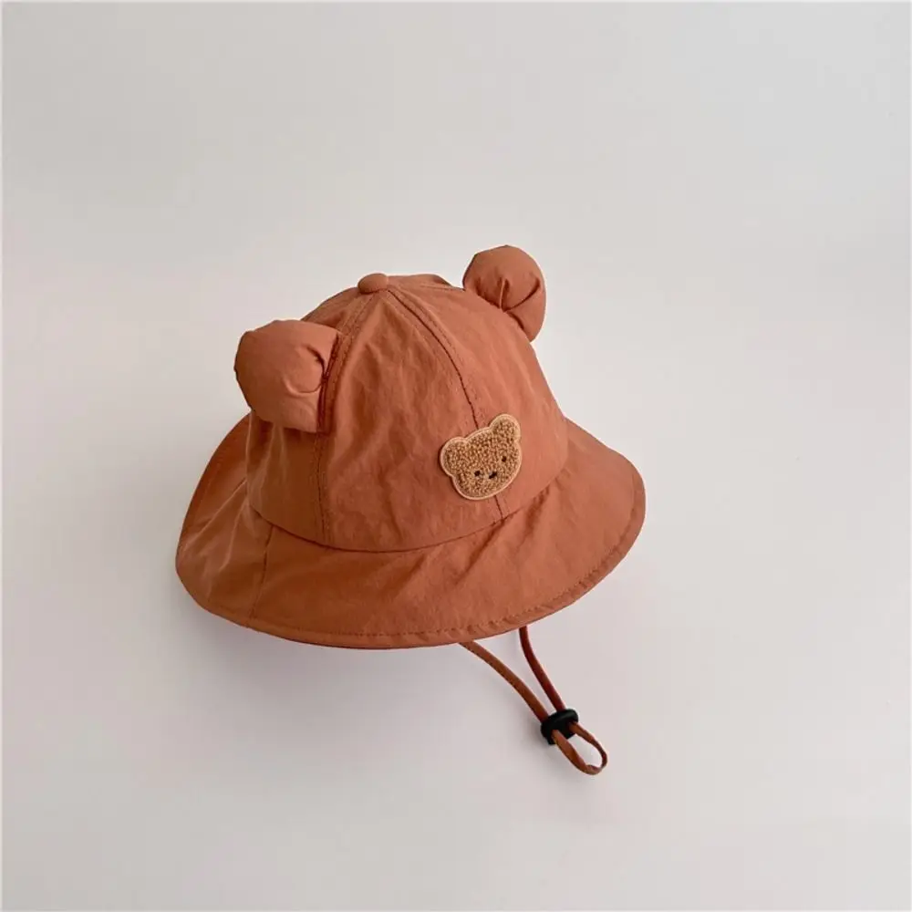 جديد الكرتون الدب الصغير الأطفال قبعة الشمس القطن تنفس مع آذان دلو قبعة واقية من الشمس التجفيف السريع شال قبعة #2