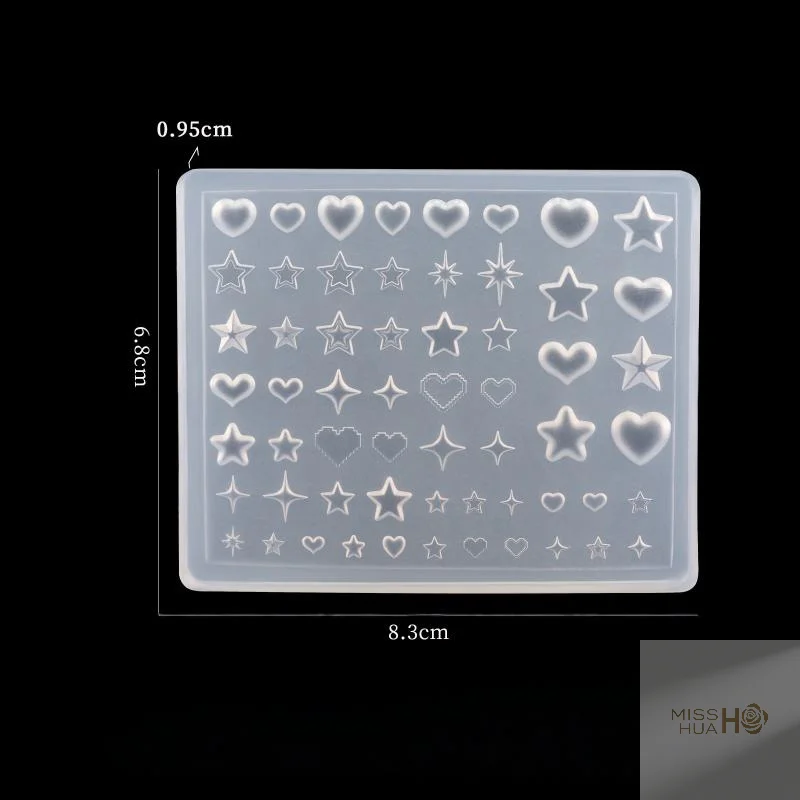 Novel 3D Silicone Mold for Heart Star Pentagram Nail Artistry - Detail 5