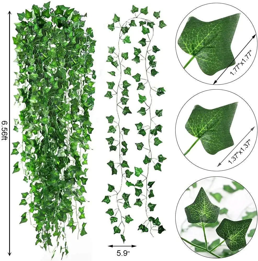 Planta colgante Artificial, 6 uds., vid falsa, hoja de hiedra, guirnalda verde, valla de jardín, decoración Exterior