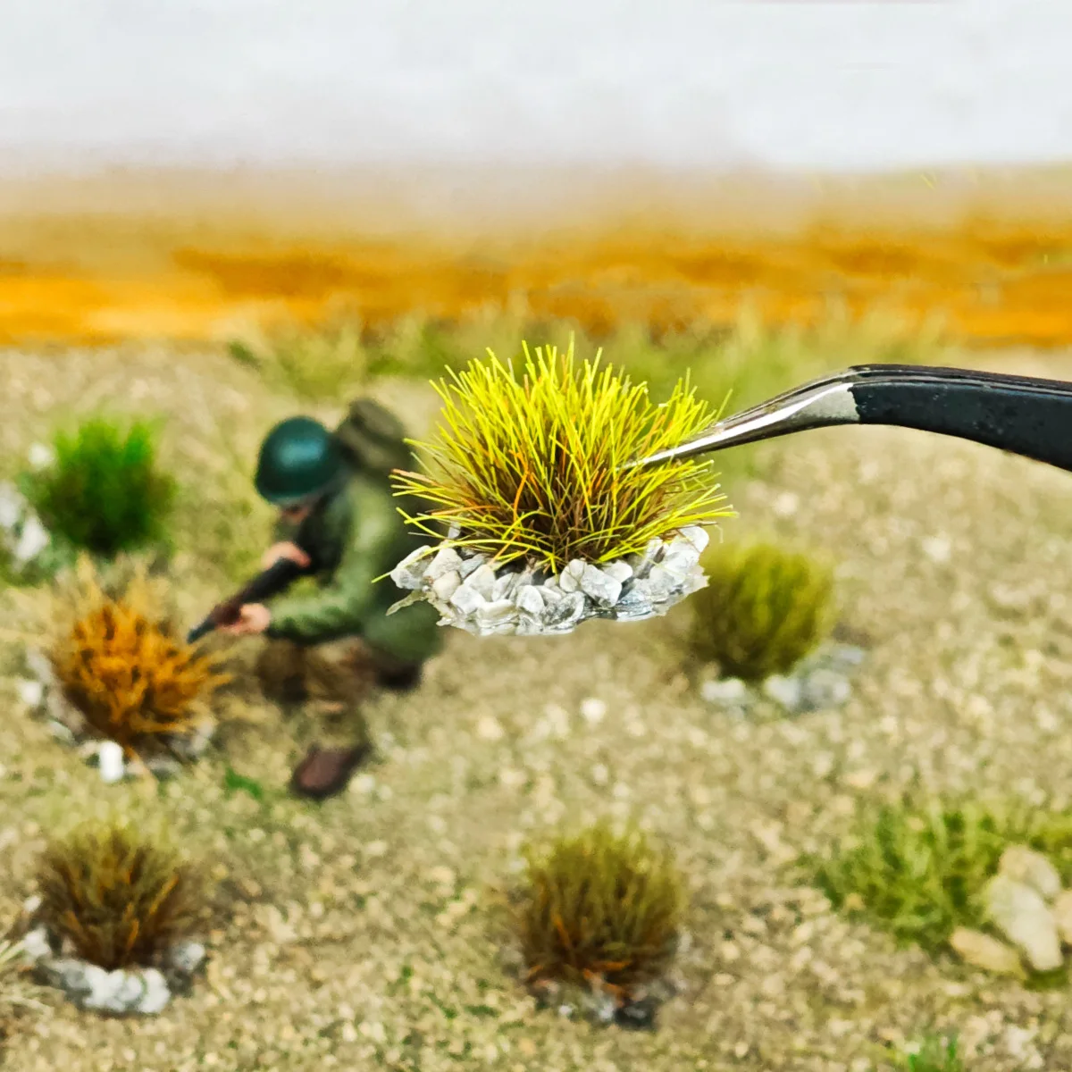 Simulations-Steinbasis-Modell Grasbüschel Mini Statische Grascluster DIY Kriegsspiel-Terrain Sandtisch-Szene Diorama-Zubehör – Detail 1