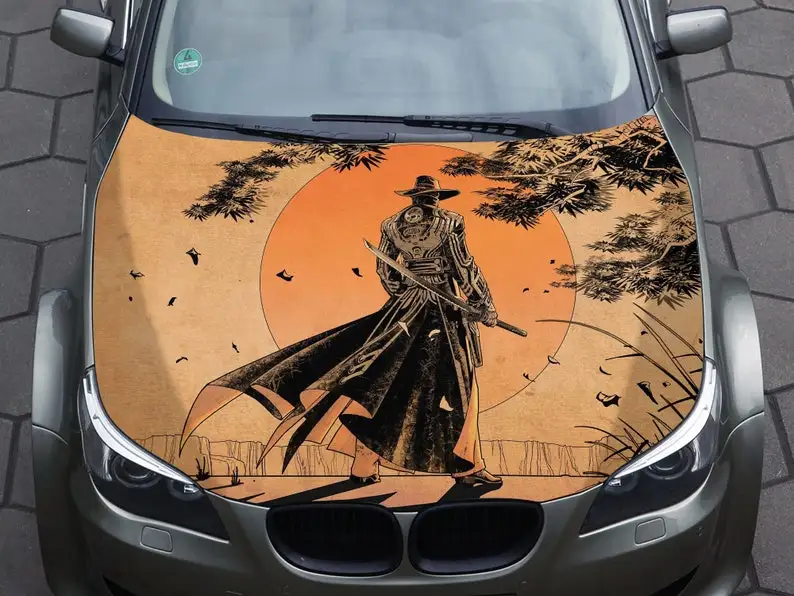 Car hood decal vinyl sticker graphic wrap decal truck decal truck graphic bonnet decal skull f150 samurai FIT ANY CAR