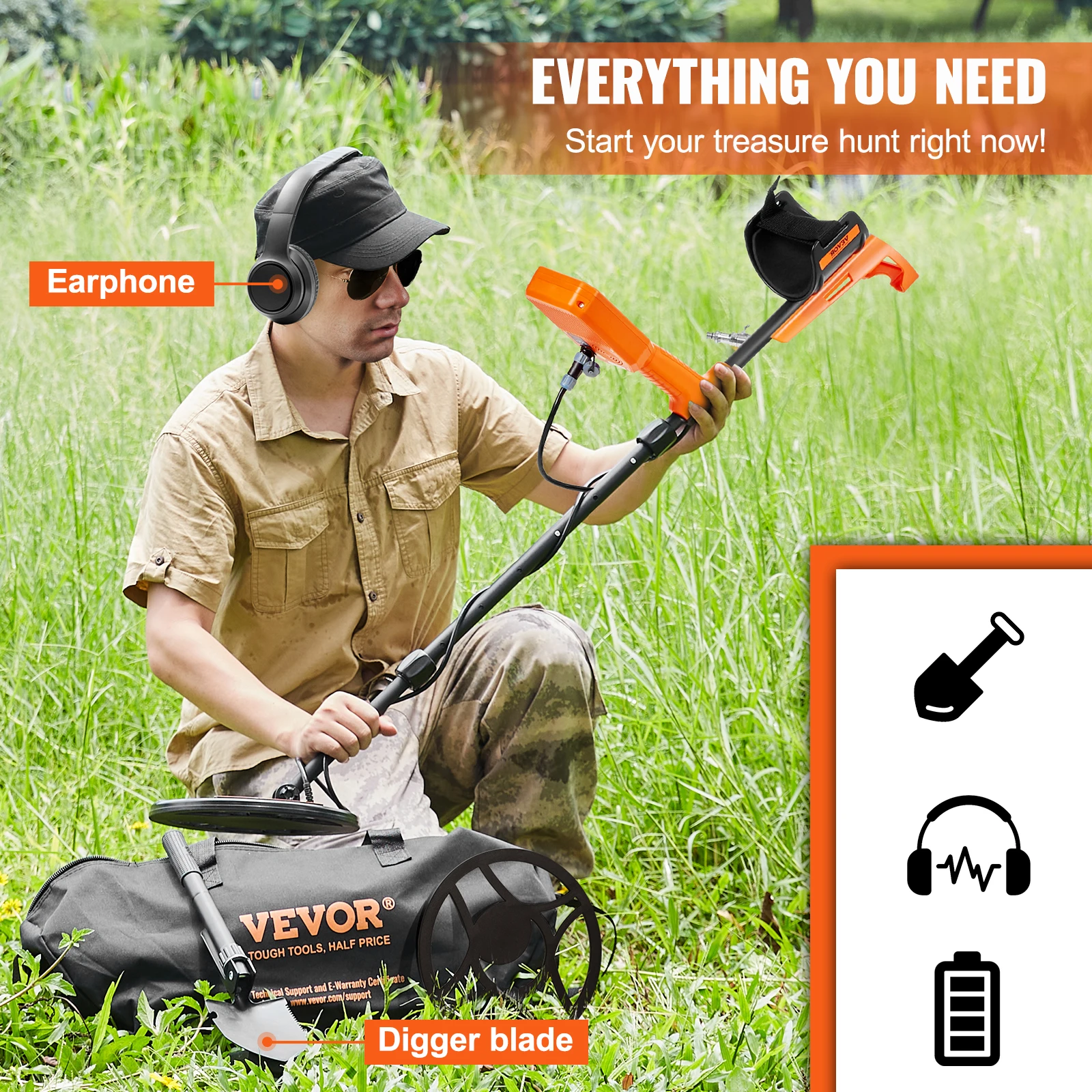 VEVOR Professional Rechargeable Metal Detector 12\