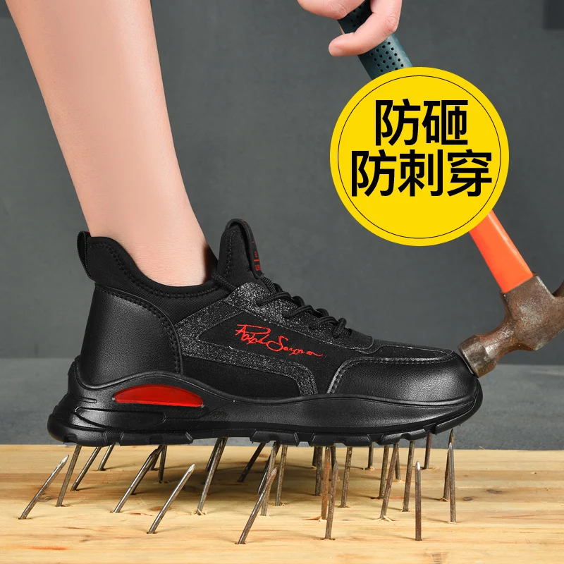 Fashion Safety Shoes Women Boots Steel Toe Shoes women Puncture-Proof Work Sneakers female Shoes Non-Slip Work Boots