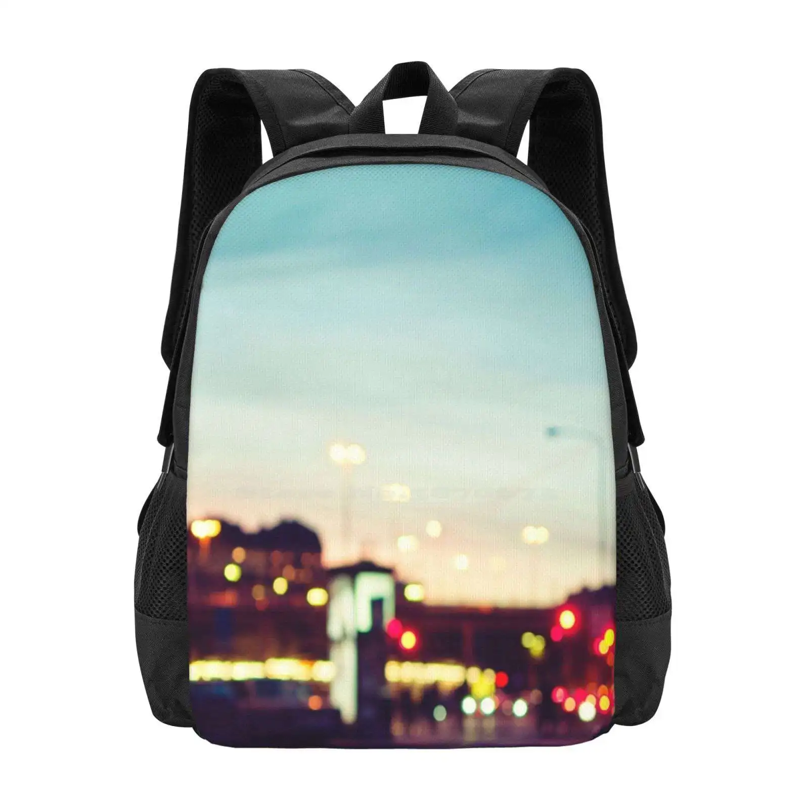 Stockholm Bokeh Hot Sale Schoolbag Backpack Fashion Bags Stockholm Sweden Bokeh City Colorful Night