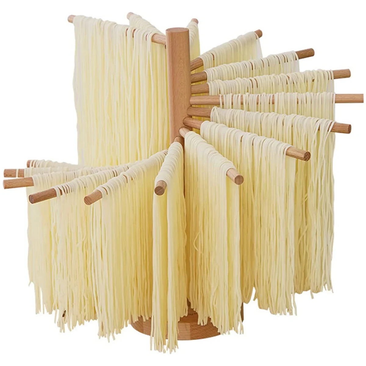 Estante de secado de Pasta plegable, soporte de madera para espagueti, secador con 16 varillas de suspensión, colgador de fideos frescos caseros para Cocina, 1 ud.