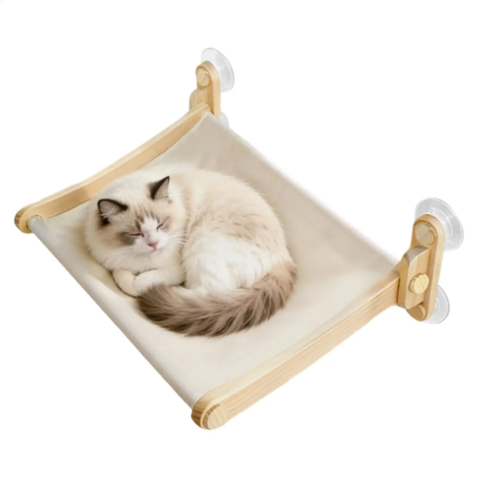 Katzenfensterliegeplatz mit Saugnapf, Katzensitz aus Holz für Kätzchen, für Innenräume, Wohnzimmer, Wand, Schlafzimmer, Ecke