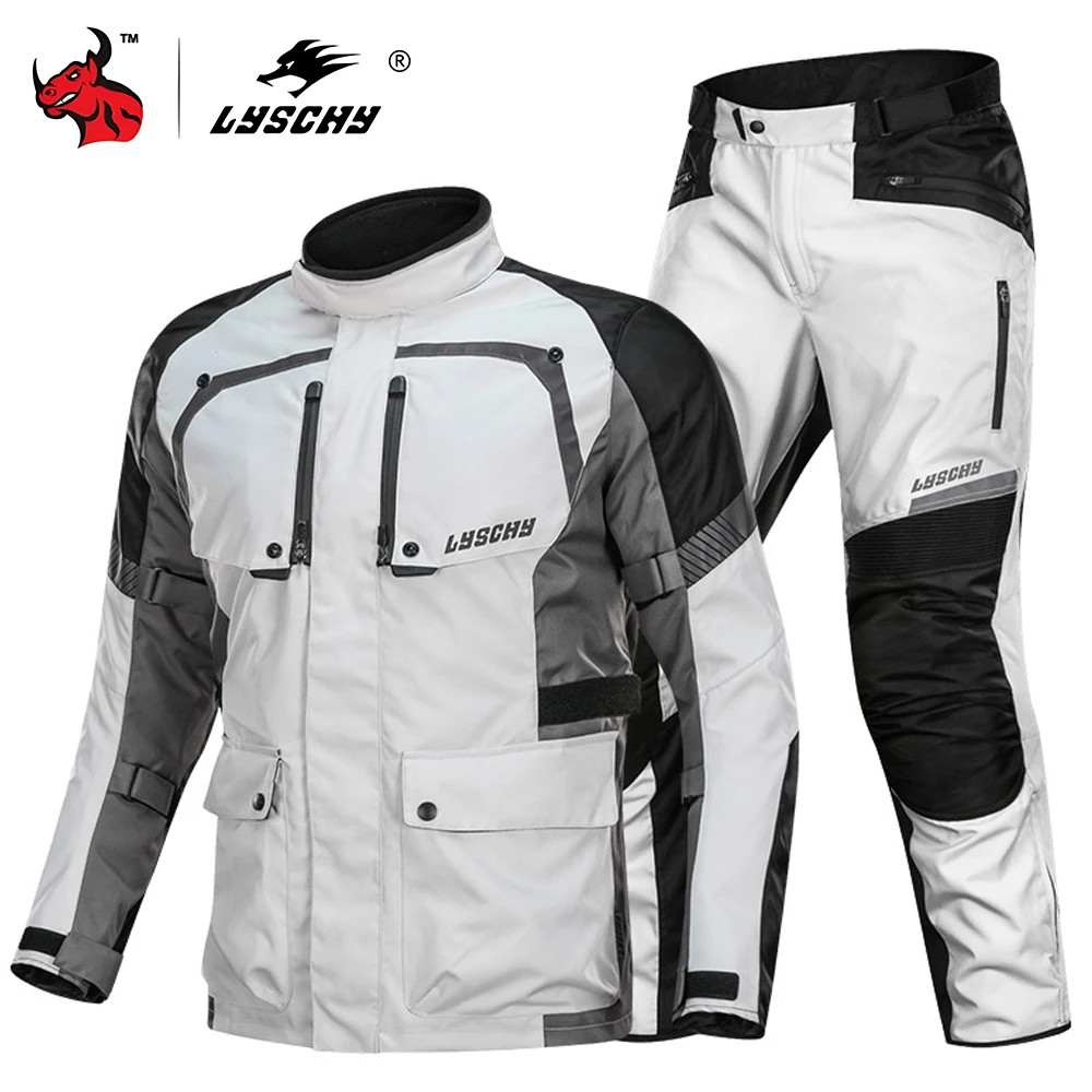 

LYSCHY Motorcycle Jacket Suit Detachable Insulation Waterproof Jacket Pants Ready Armor For Men Women Protective Gear