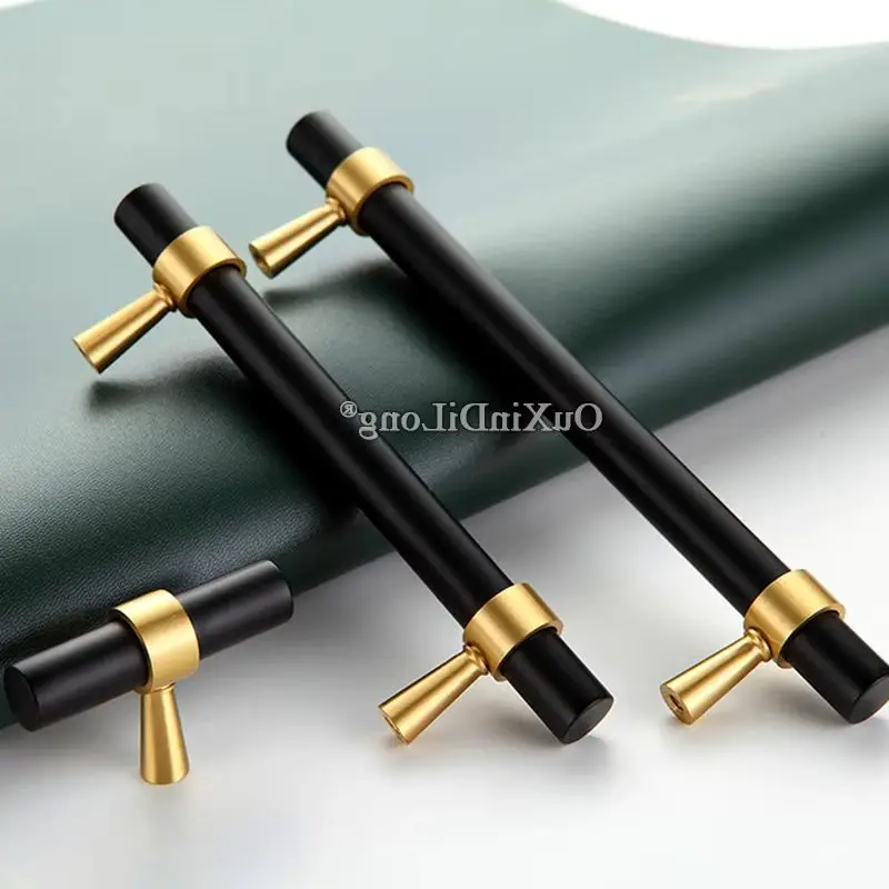 European 4PCS Solid Brass T-Bar Furniture Pulls Handles Drawer Knobs Cupboard Wardrobe Closet Dresser Cabinet Door Pulls Pens