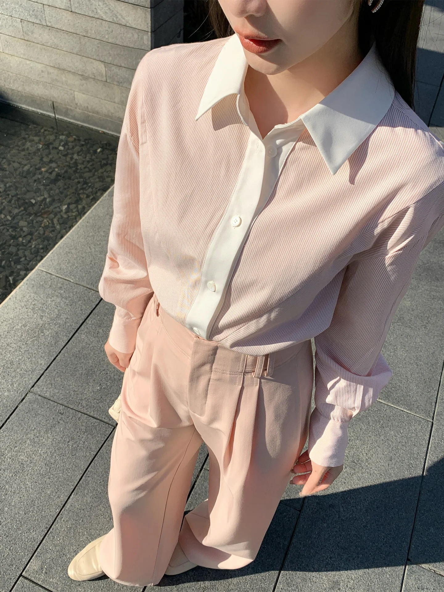 

Элегантная женская рубашка контрастного цвета, женская весенняя рубашка с длинными рукавами в полоску, свободного кроя, на пуговицах, повседневный хлопковый топ