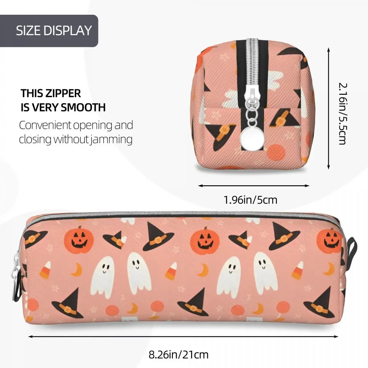 Halloween abóboras fantasmas lápis casos bonito caneta titular saco para estudante grande armazenamento material escolar zíper pencilcases