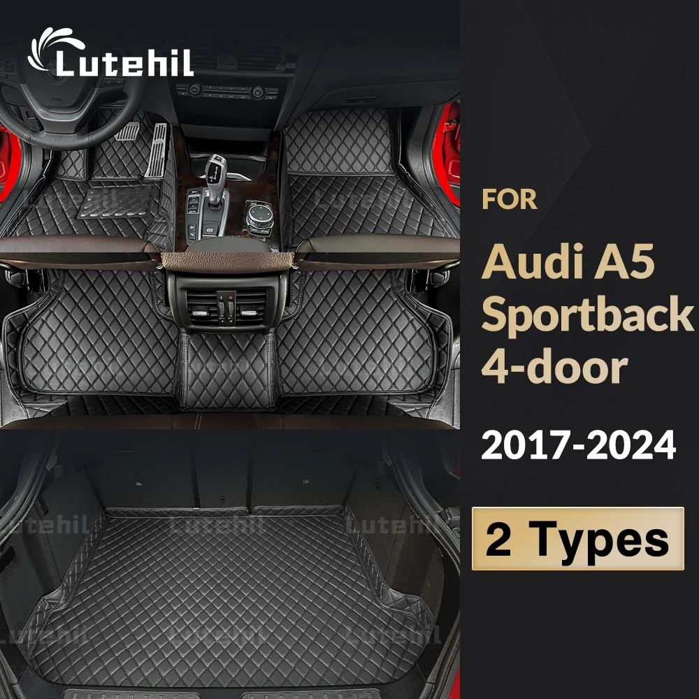 Lutehil Car floor mats for AUDI A5 Sportback 4-Door 2017-2024 23 22 21 20 19 18 Car Trunk Mat foot Pads carpet accessories