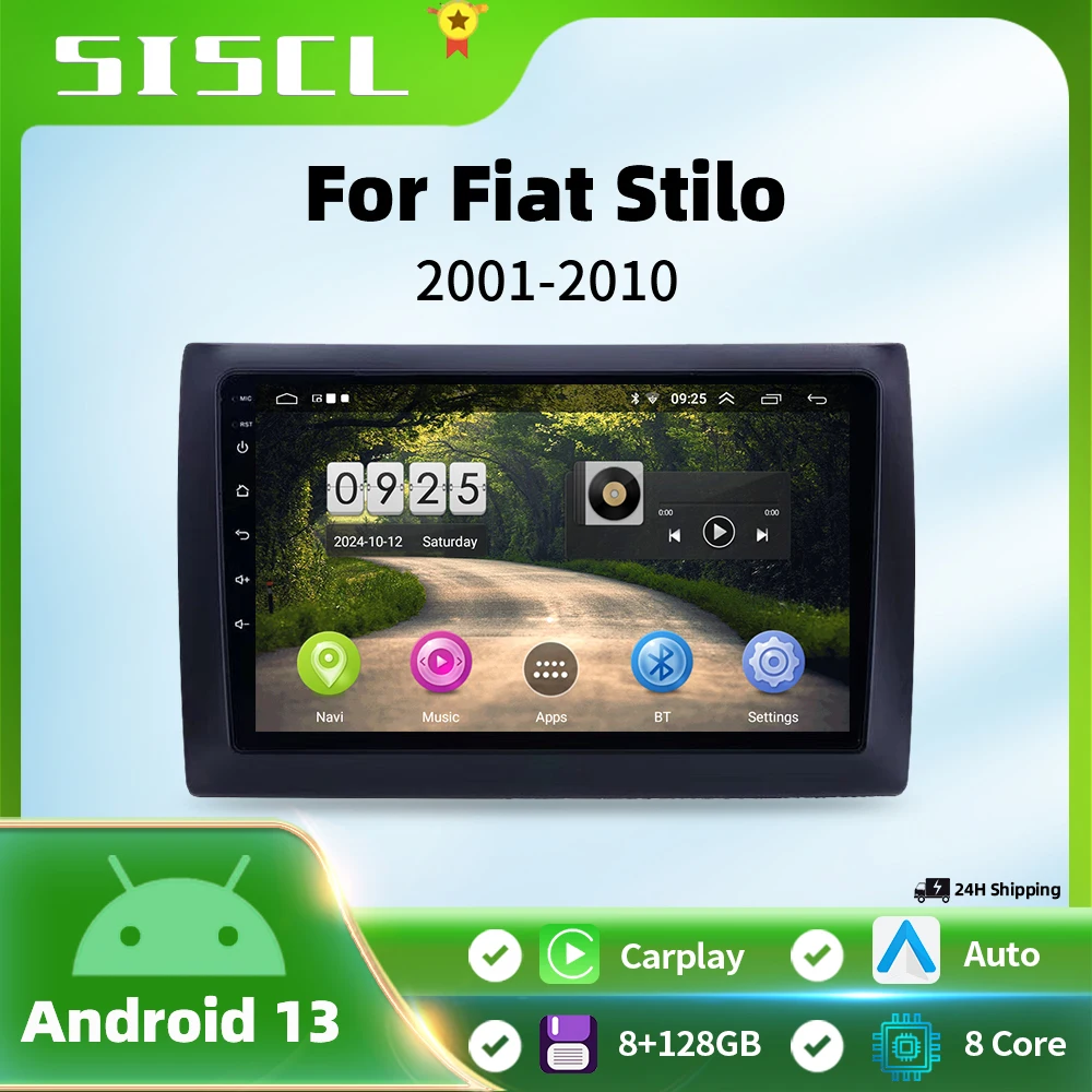 

For Fiat Stilo 2001 - 2010 2K QLED Android 13 Car Radio Multimedia Video Player GPS AI Voice CarPlay 4G Stereo Head Unit