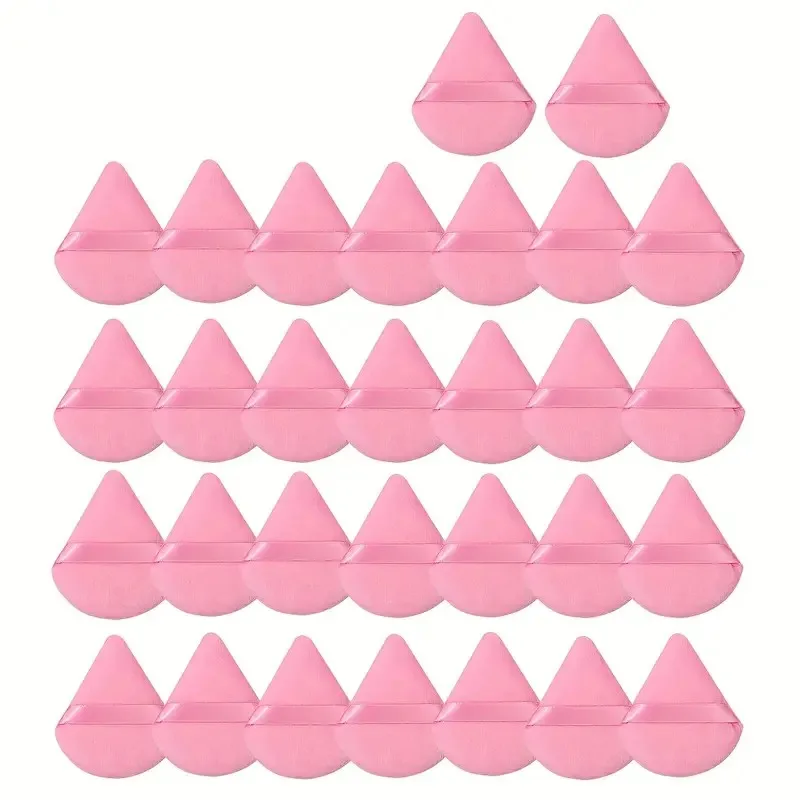 Paquet de 30 éponges de maquillage triangulaires antiadhésives |   Bouffées de poudre à double usage humide et sec avec bandoulière |   Éponge de mélange réutilisable pour F