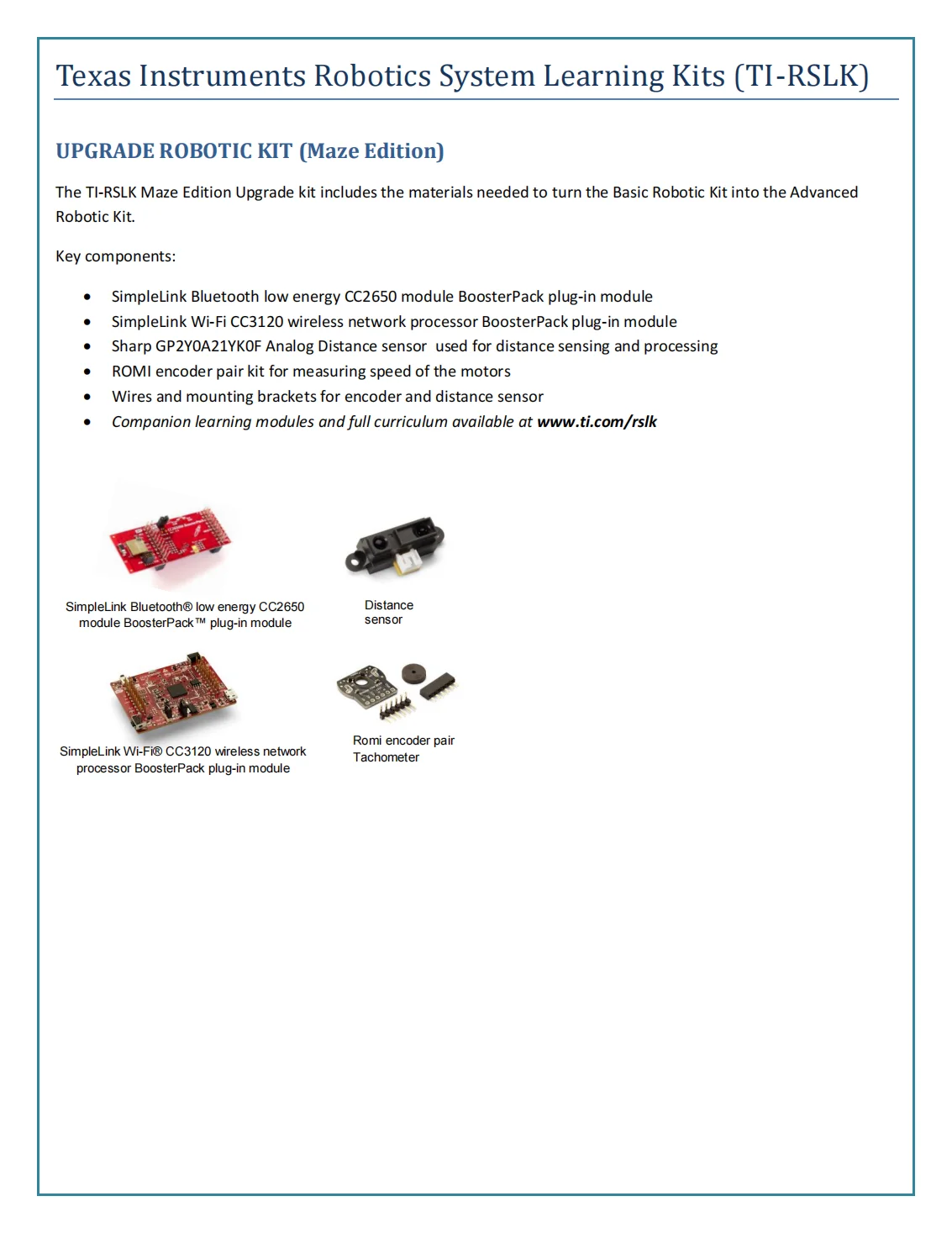 ELEMENT14 ROBOT-UPGRADE-KIT TI-RSLK Maze Edition Upgrade Kit: Bluetooth and WiFi Modules