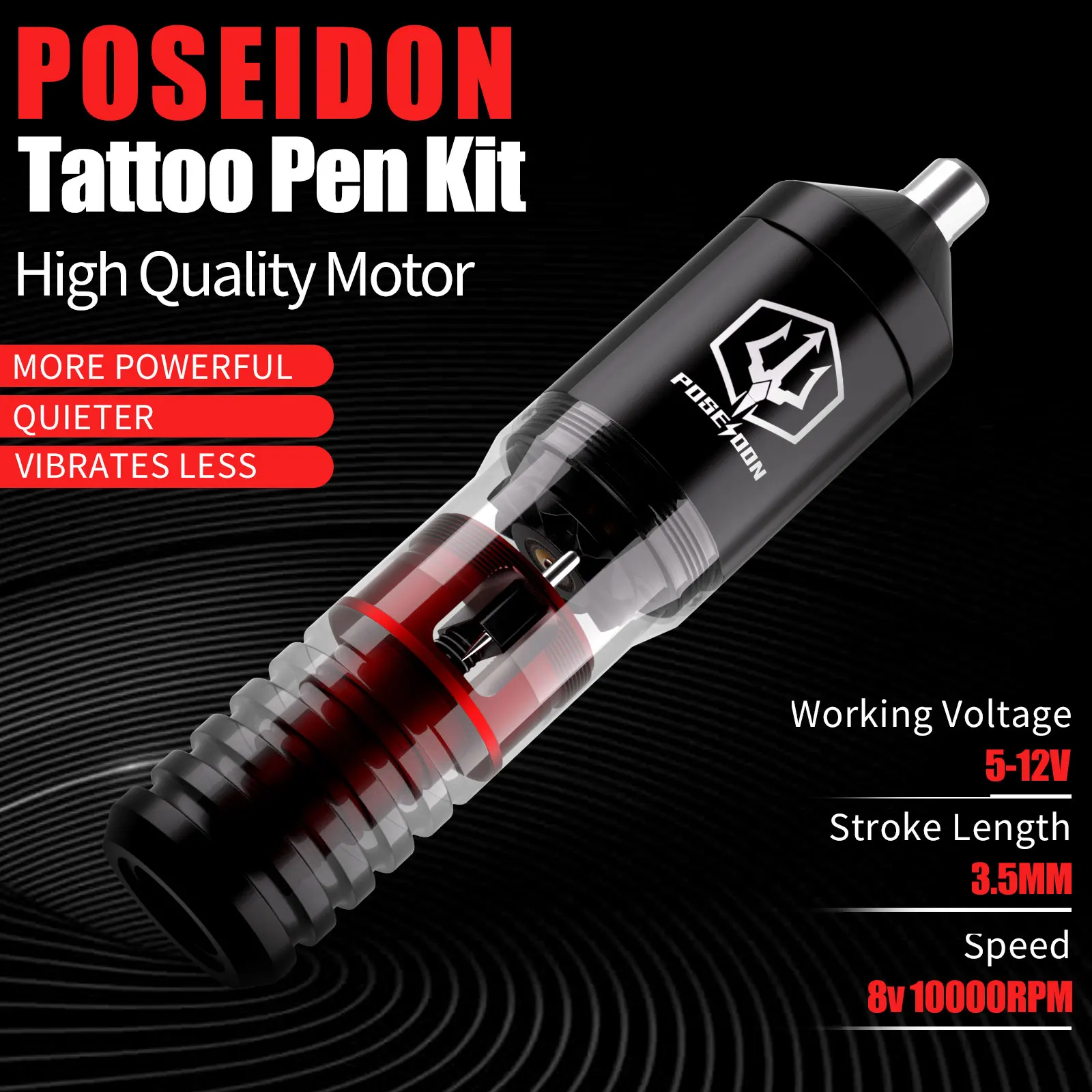 Tattoo Pen Kit POSEIDON Makeup Complete Tattoo Kit Professional Tattoo Gun Kit Wireless Power Tattoo Machine Kit Tattoo Supplies