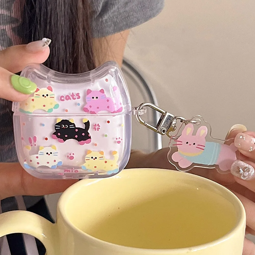 Funda de silicona transparente para auriculares, cubierta a prueba de golpes con colgante bonito para airpods 1 2 3 pro 2 2