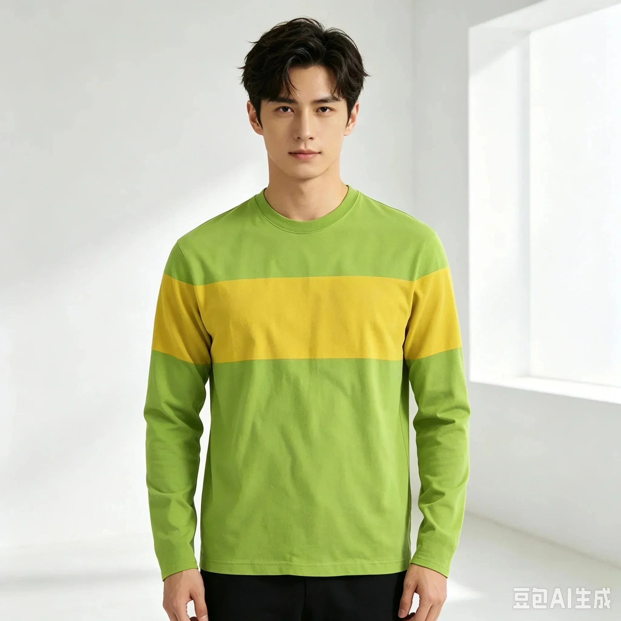 2026 New Unisex Color Block Long Sleeve T Shirt Crew Neck Striped Top Casual Anime Style Cosplay Costume Tee for Men Women