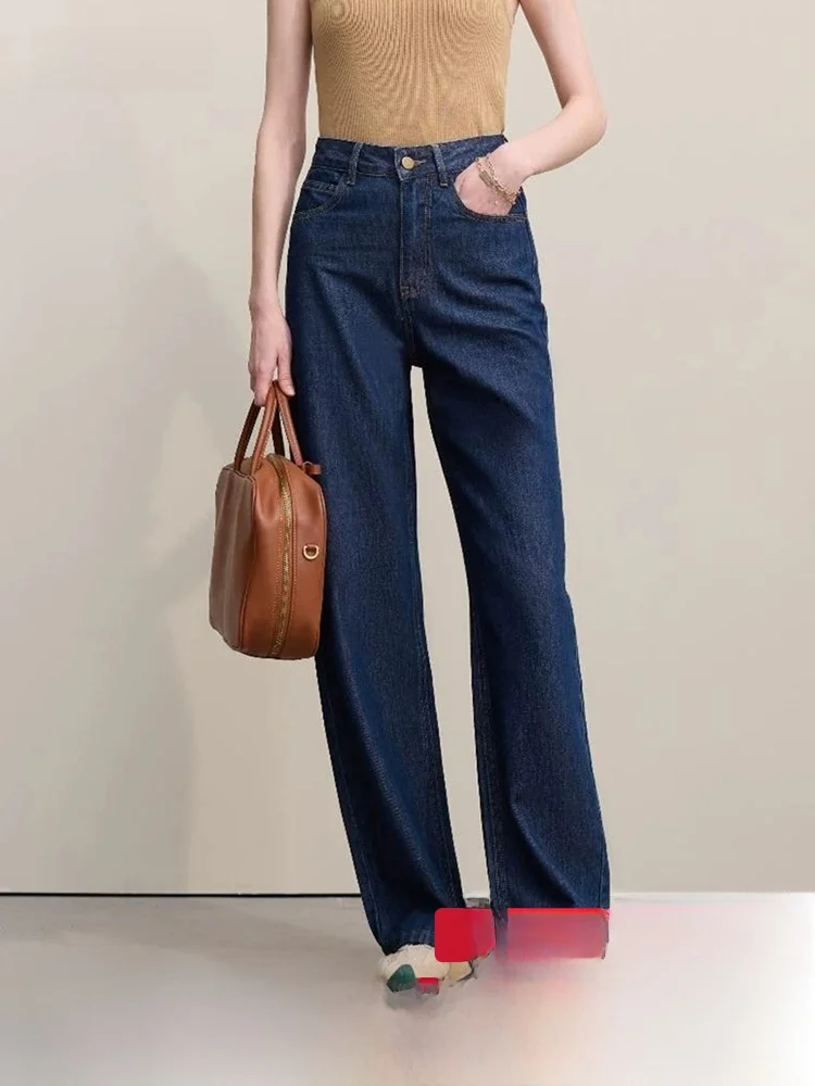 

i Women's Straight Leg Jeans Casual Sle Letter Emed High Temperature Pred Rayon Cotton Blue Spring New Arrival