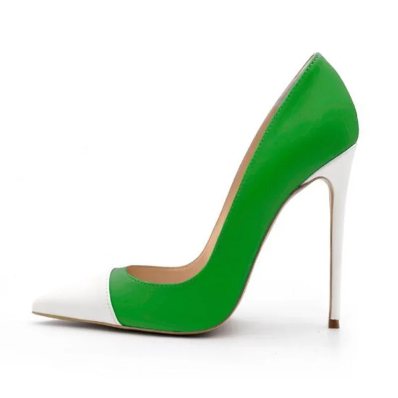 green-matte-leather-white-stiletto-heel-pumps-shallow-patchwork-pointed-toe-12cm-banquet-dress-shoes-size45