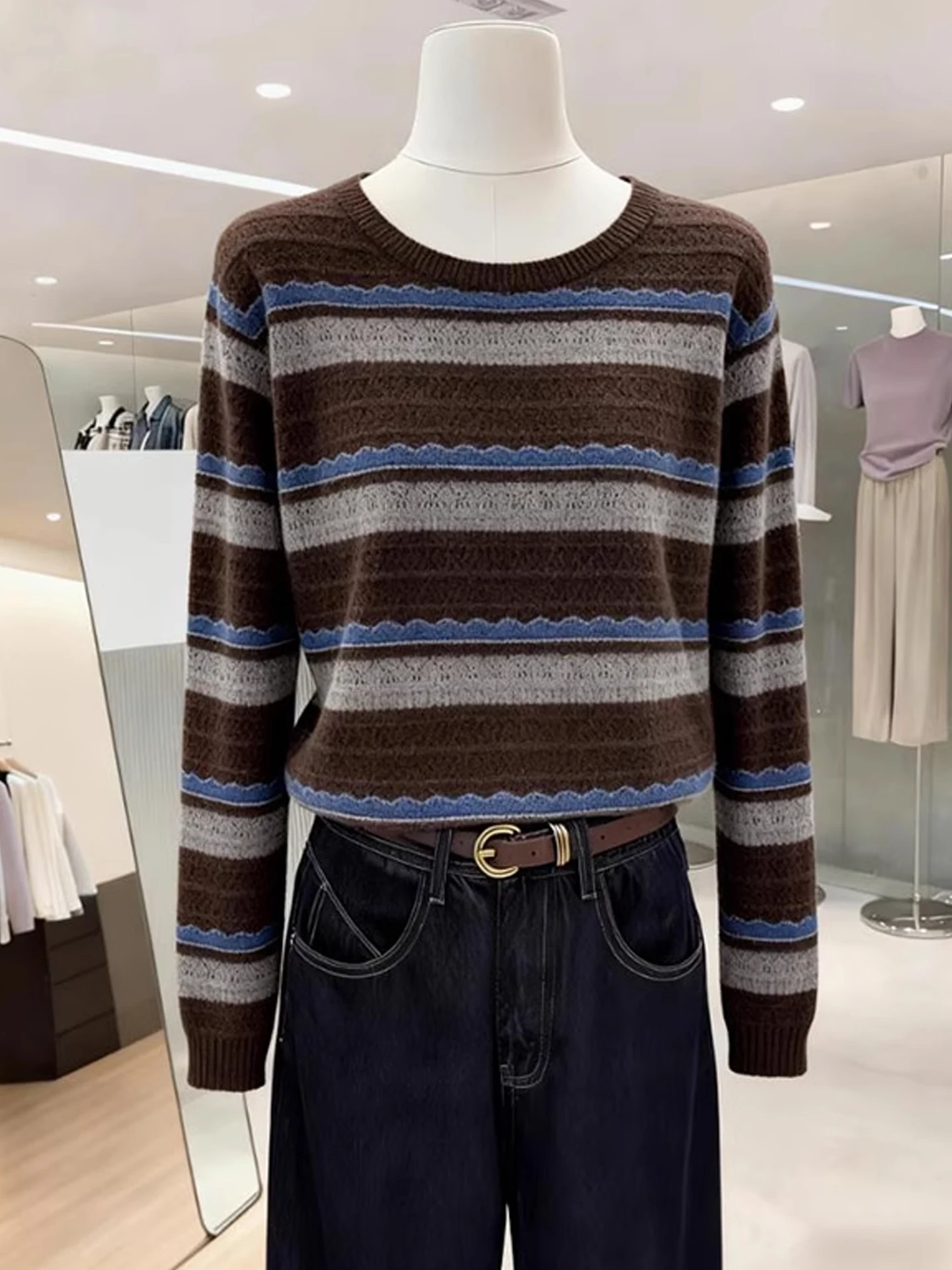 V-Ne Lange Sve Gebreide Trui Retro Sle Kleur Blo Basislaag Top Eenvoudig Lui Faionable Woon-werkvriendelijke Dameskleding