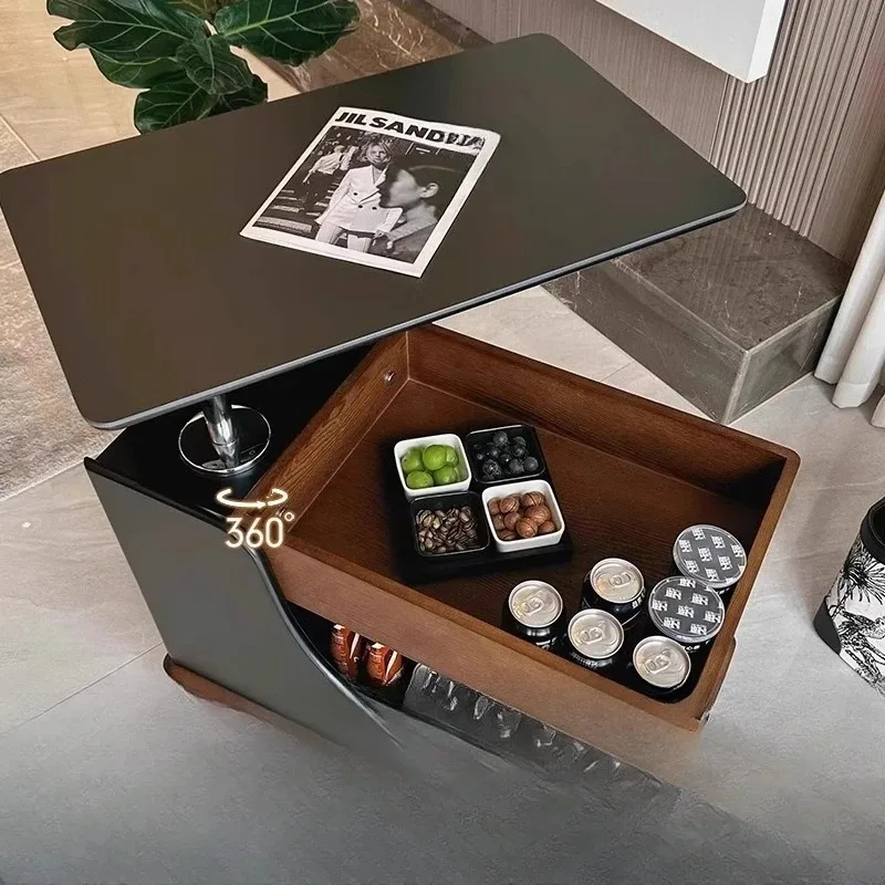 Luxury Black Coffee Table Wheel Unique Brown Design Modern Coffee Table Space Saving Minimalist Couchtisch Furniture For Home