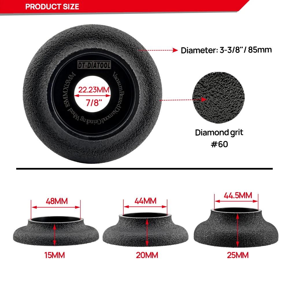 DT-DIATOOL เพชรขอบจานเจียร22.23มม. 1ชิ้นขนาด85มม. ล้อเจียรหินแกรนิตหินอ่อนบดละเอียดควอตซ์เซรามิก