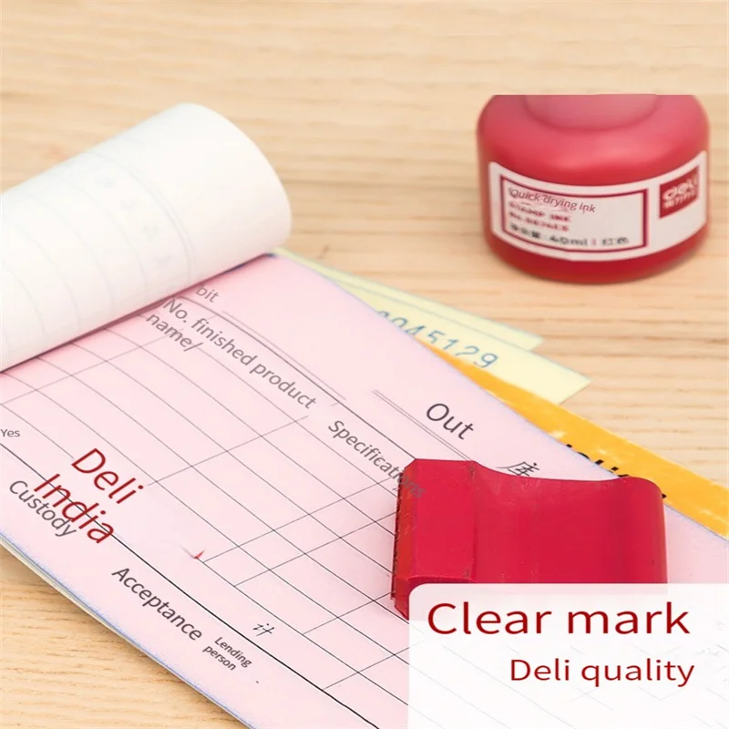 Deli 9874 Red Ink Oil Fast Drying Large Capacity Clean Clay Oil Stamp Ink Watermark Muddy Water Fast Drying High Quality