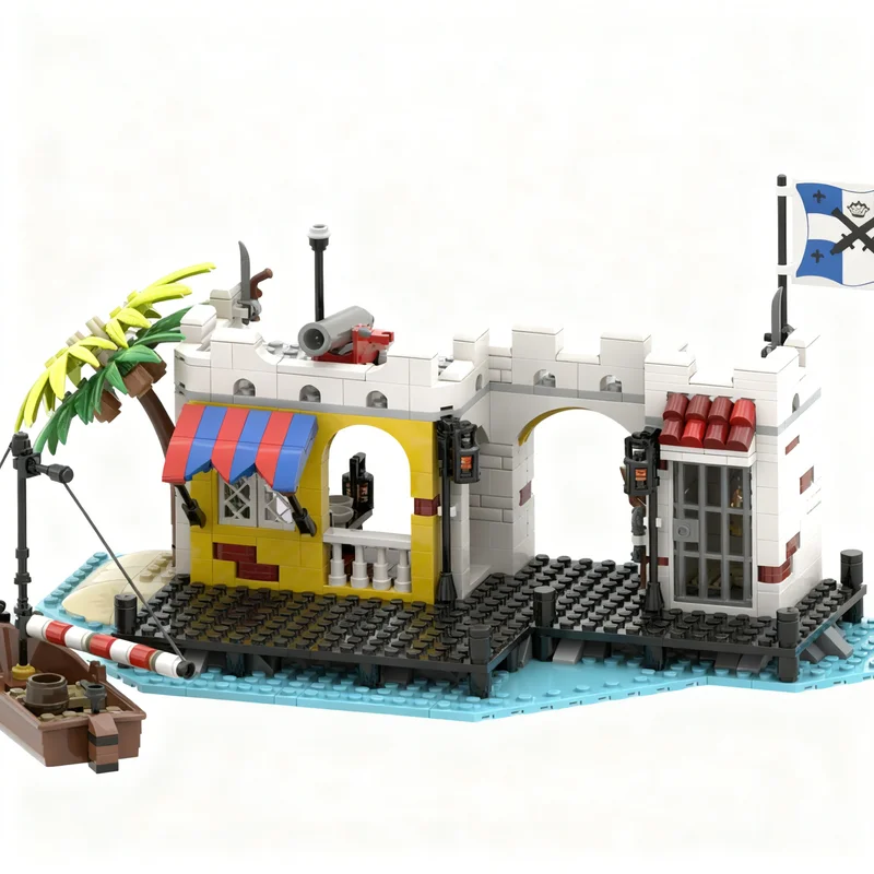 583pcs MOC Lagoon Lock Remake Pirates I Model Bouwstenen Speelgoed Kerstcadeaus Architectuur Creatief Onderwijs DIY Idee