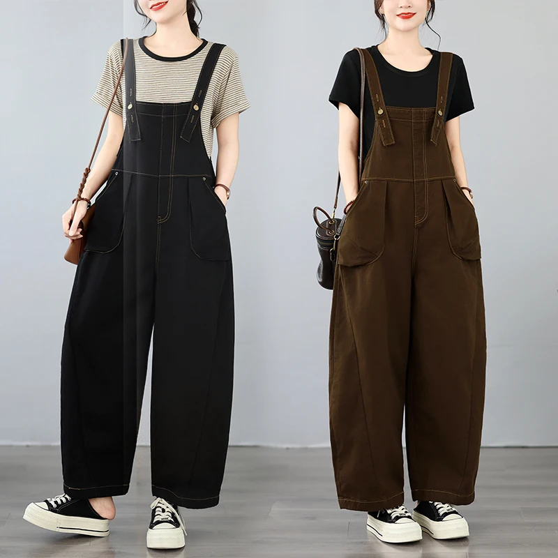 Casual High Waist Long Jeans Women plus Size Comfortable Cotton Denim Pants with Big Pockets Knife Loose Fit Trousers