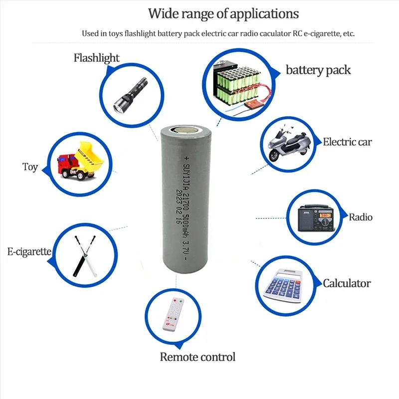 New 3.7V 5000mAh 21700 Battery Lithium Liion Rechargeable Batteries for Camera Flashlight Microphone Shaver Toys Power Batteria