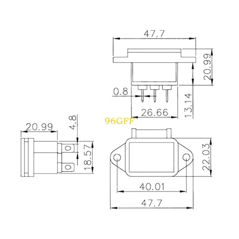 96GF 1pc AC 250V 10A IEC320 C14 3 Pin Male Power Cord Inlet Socket