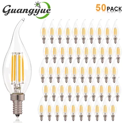 Ampoules de lustre LED E12 E14 60W, chaînes valentes, rétro ci-après, 6000K 2700K, blanc chaud, 480LM, lampes d'éclairage en verre clair