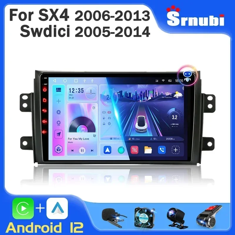 Android 12 Car Radio for Suzuki SX4 2006 - 2013 Fiat Sedici 2005-2014 Multimedia Player Navigation 2Din Carplay Stereo Head Unit