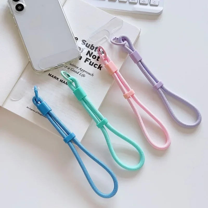 Adjustable Short Hand Wrist Strap for Mobile Phone Candy Color Simple Universal Lanyard Anti-Lost Strap Rope for Cell Phone