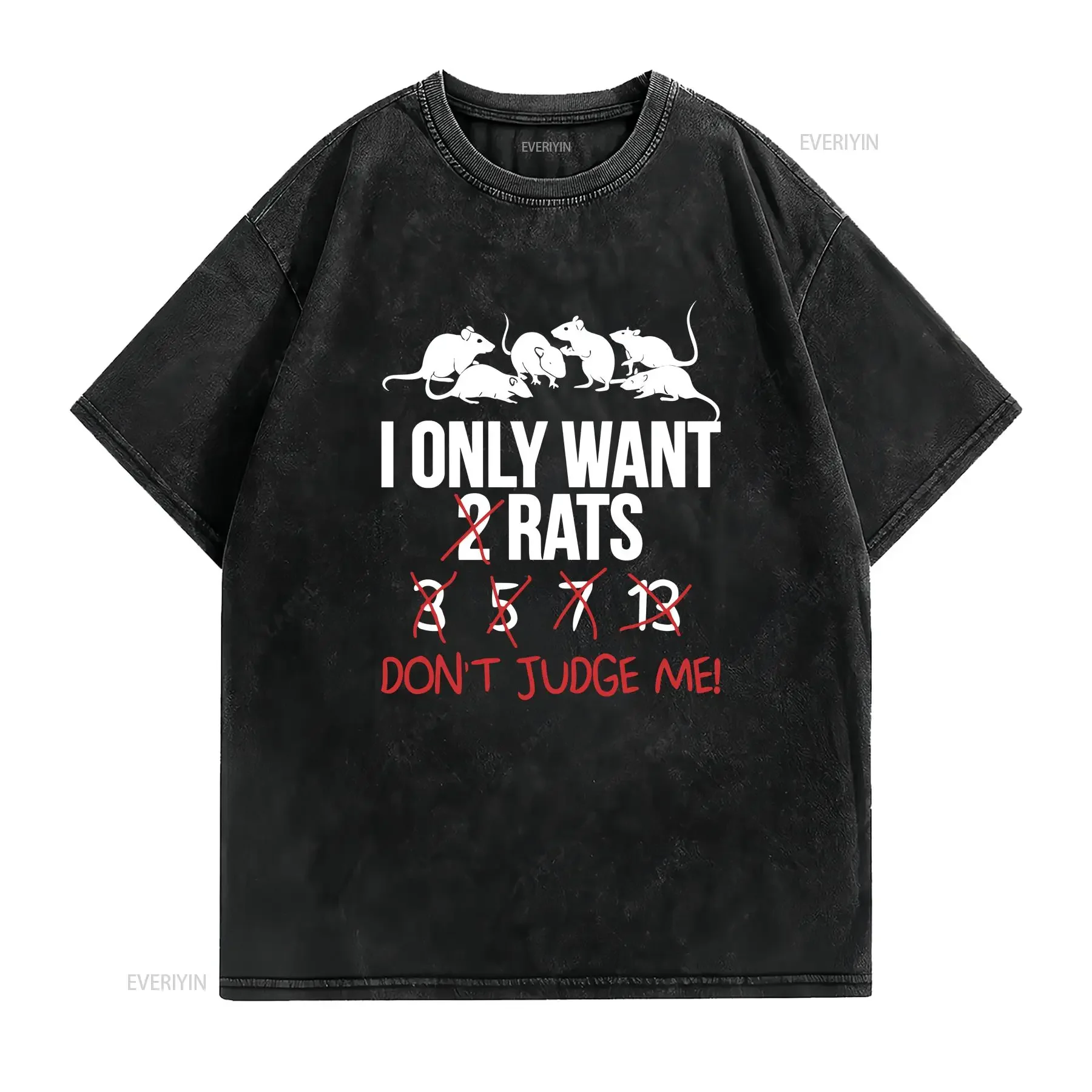 Funny Rat Saying Pet T Shirt Fancy Merch Top I only want 2 rats don't judge me owners gifts vintage Washed Stretched
