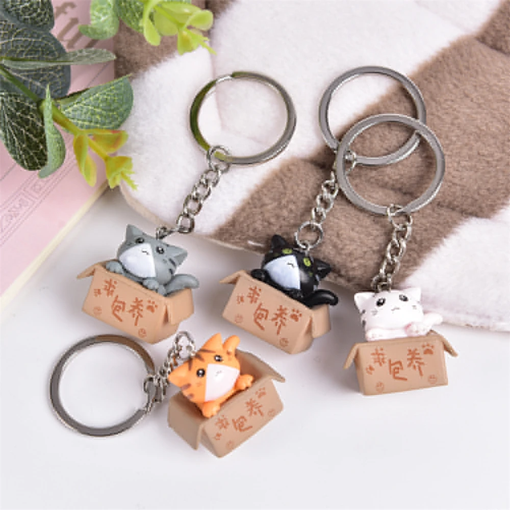 Cute Carton Cat Keychain for Women Men “Take me away” Funny Key Ring Animal Car Key Holder Handbag Accessories Gift