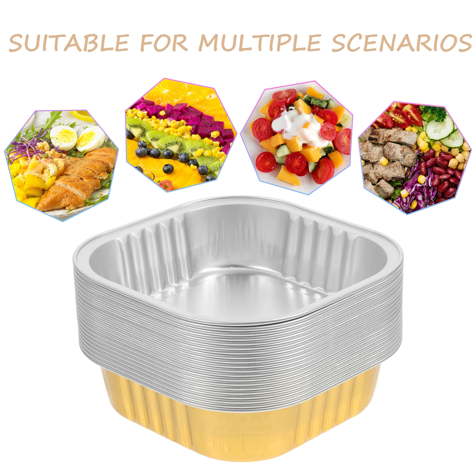 

20 Pcs Aluminum Foil Box Pan Baking Trays for Oven Simple Disposable Cake Pans Chafing Dishes